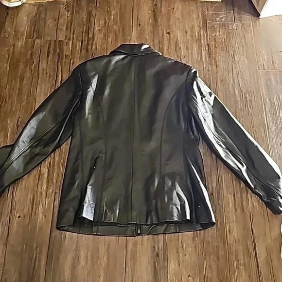 Womens New York & Company Black Leather Moto Jacket Sz Medium - Picture 4 of 7